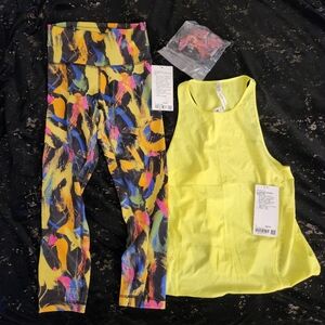 Women's Lululemon Leggings + top + mask Sz 6  Multicolor